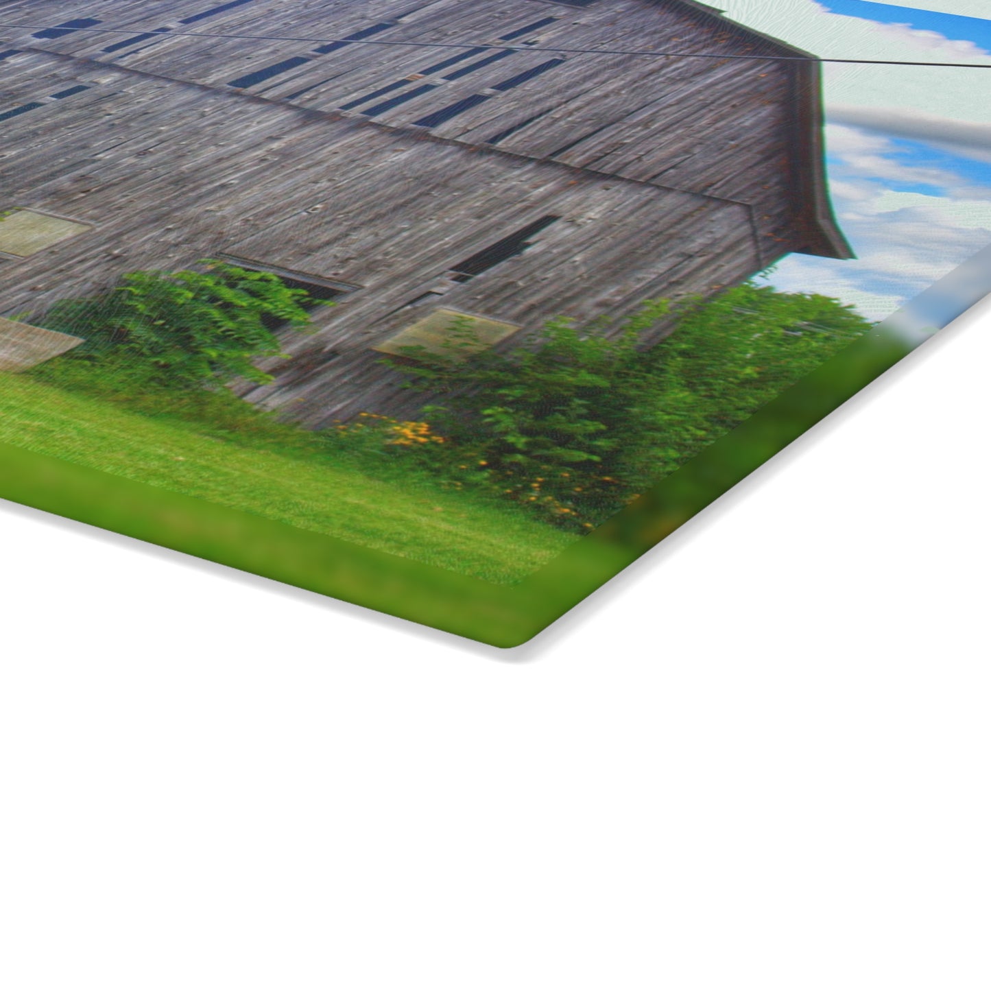 U R There Photography Schoenherr Road Grey II Rustic Farmhouse Tempered-Glass Cutting Board