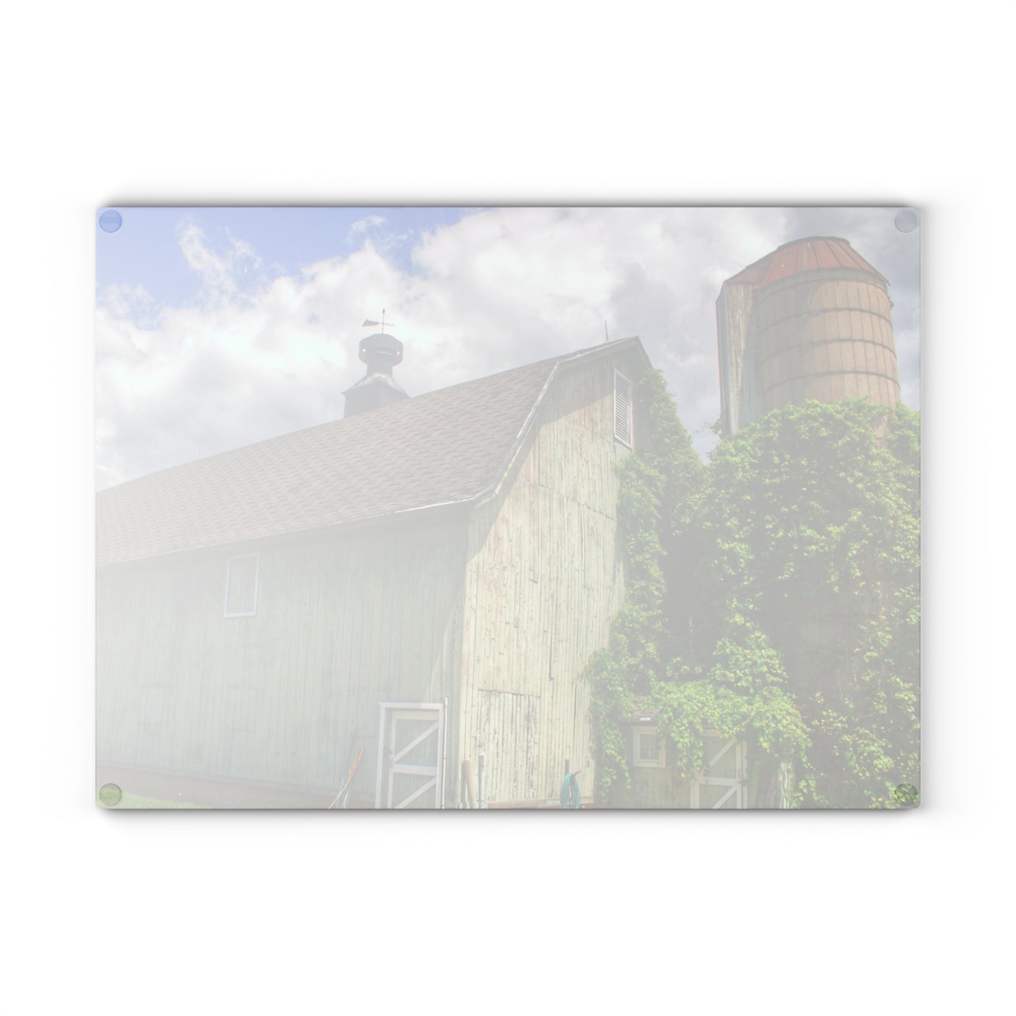 U R There Photography Clark Road Meadow Green Rustic Farmhouse Tempered-Glass Cutting Board