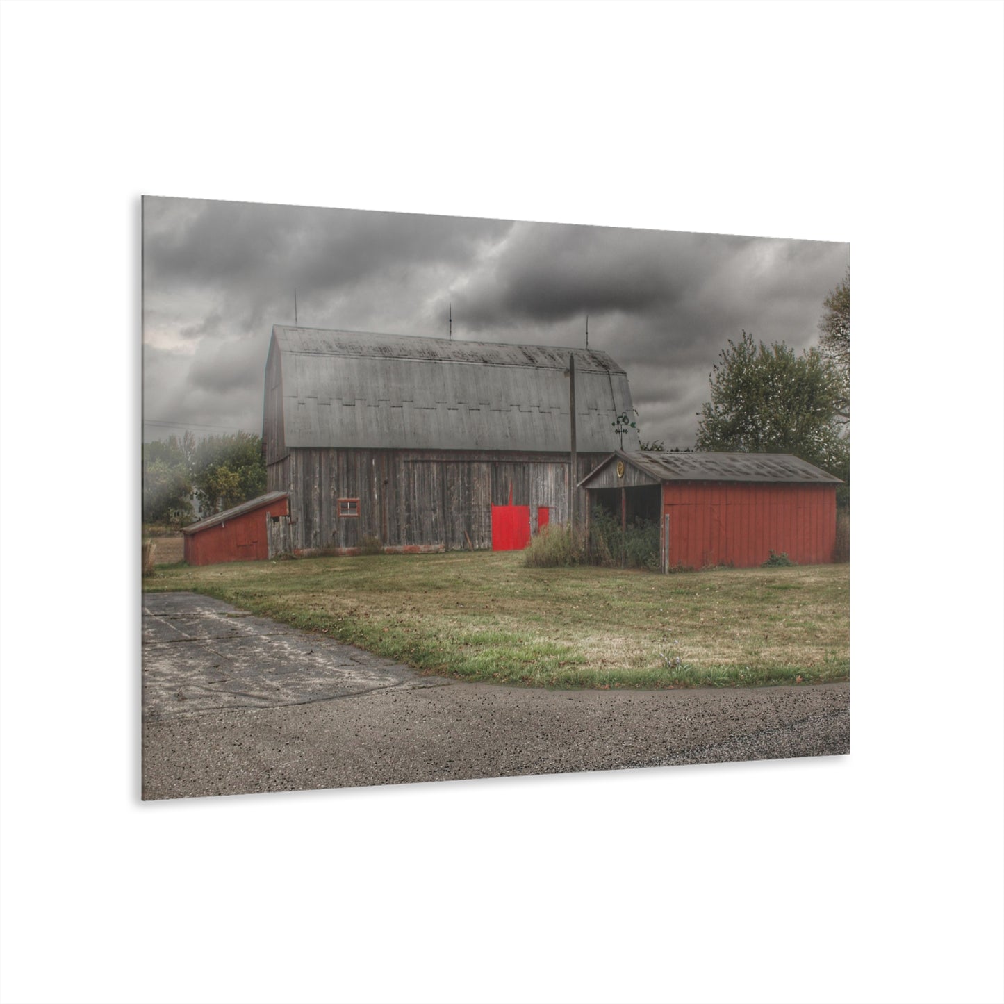U R There Photography Wadsworth Road Grey Saltbox Rustic Farmhouse Acrylic Wall Print
