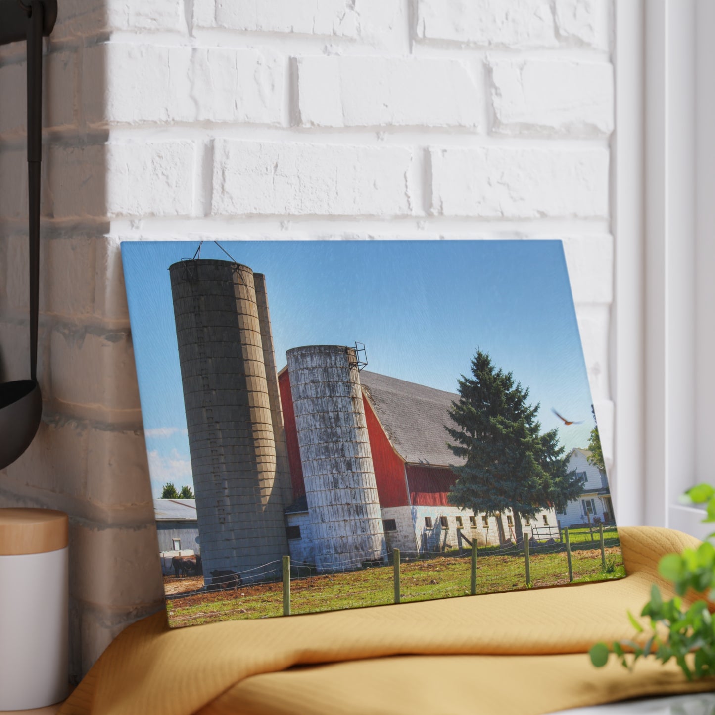 U R There Photography Hunters Creek Road Cow Barn I Rustic Farmhouse Tempered-Glass-Cutting Board