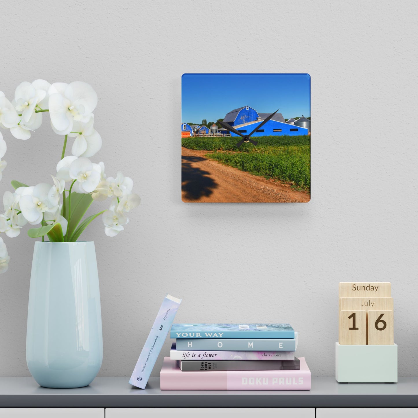 U R There Photography Kidder Road Blues I Rustic Farmhouse Acrylic Analog Wall Clock