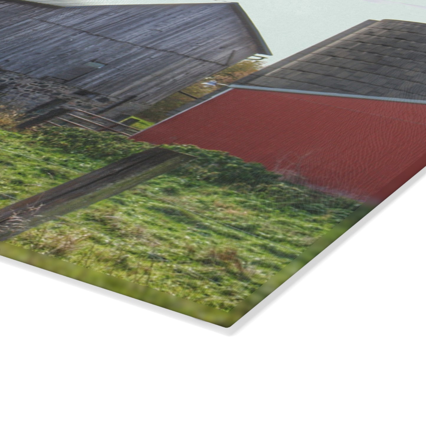 U R There Photography Slattery Road Fieldstone Grey Rustic Farmhouse Tempered-Glass Cutting Board