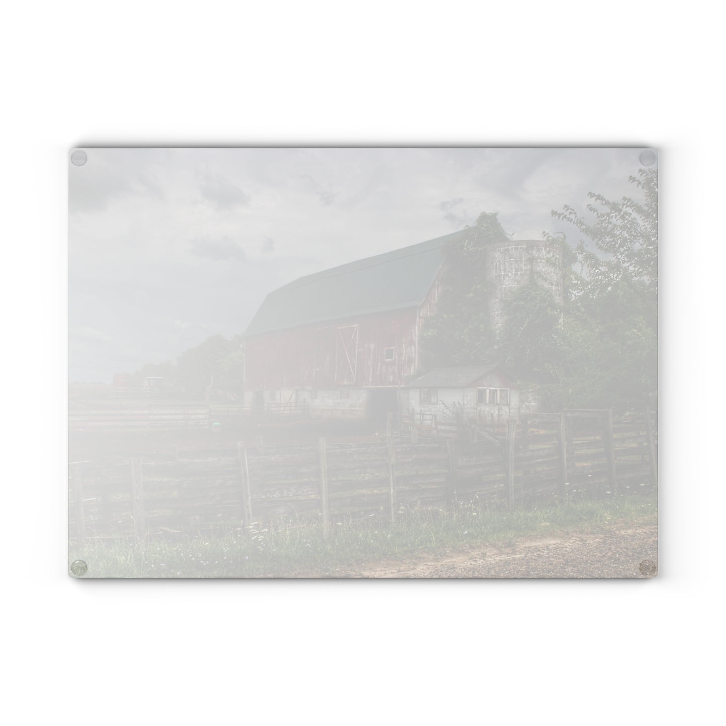 U R There Photography West Hunters Creek Road Red I Rustic Farmhouse Tempered-Glass Cutting Board