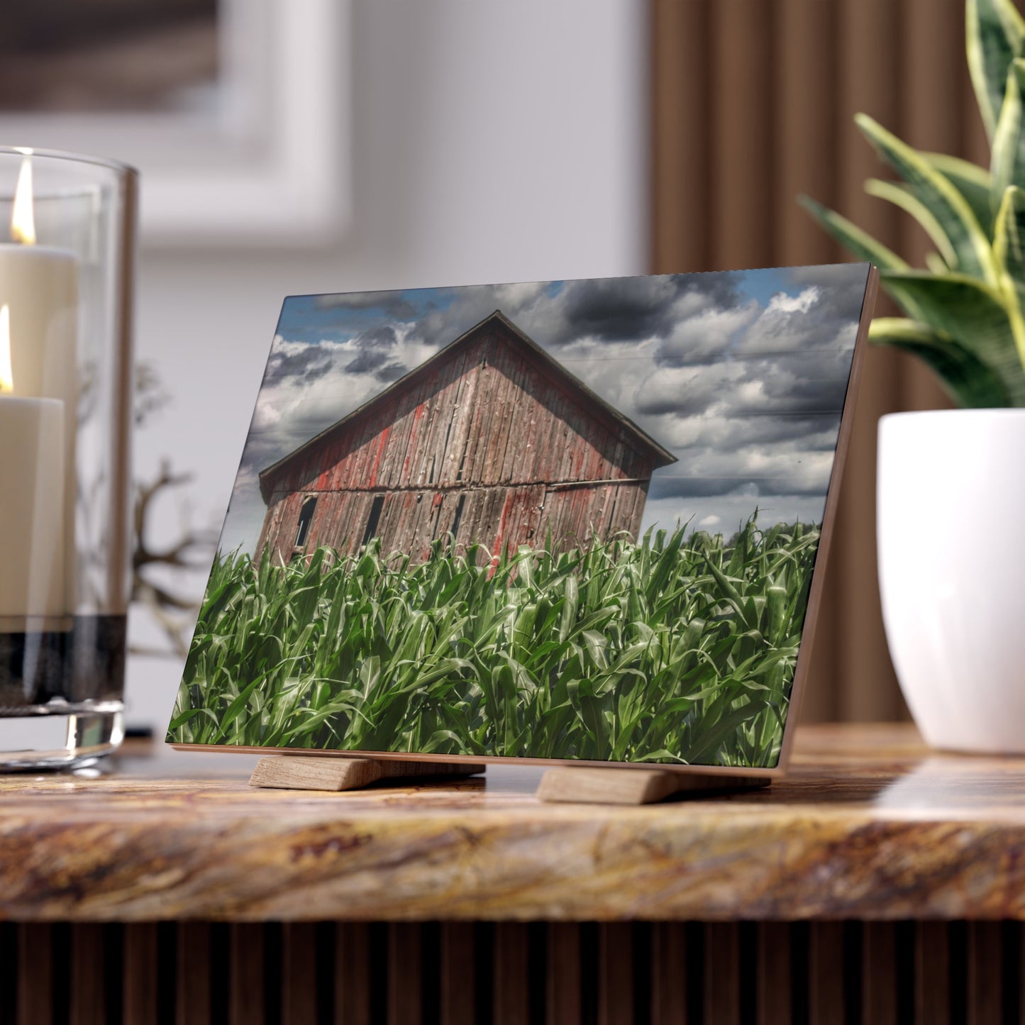 U R There Photography Above the July Corn Rustic Farmhouse Decorative Ceramic Tile
