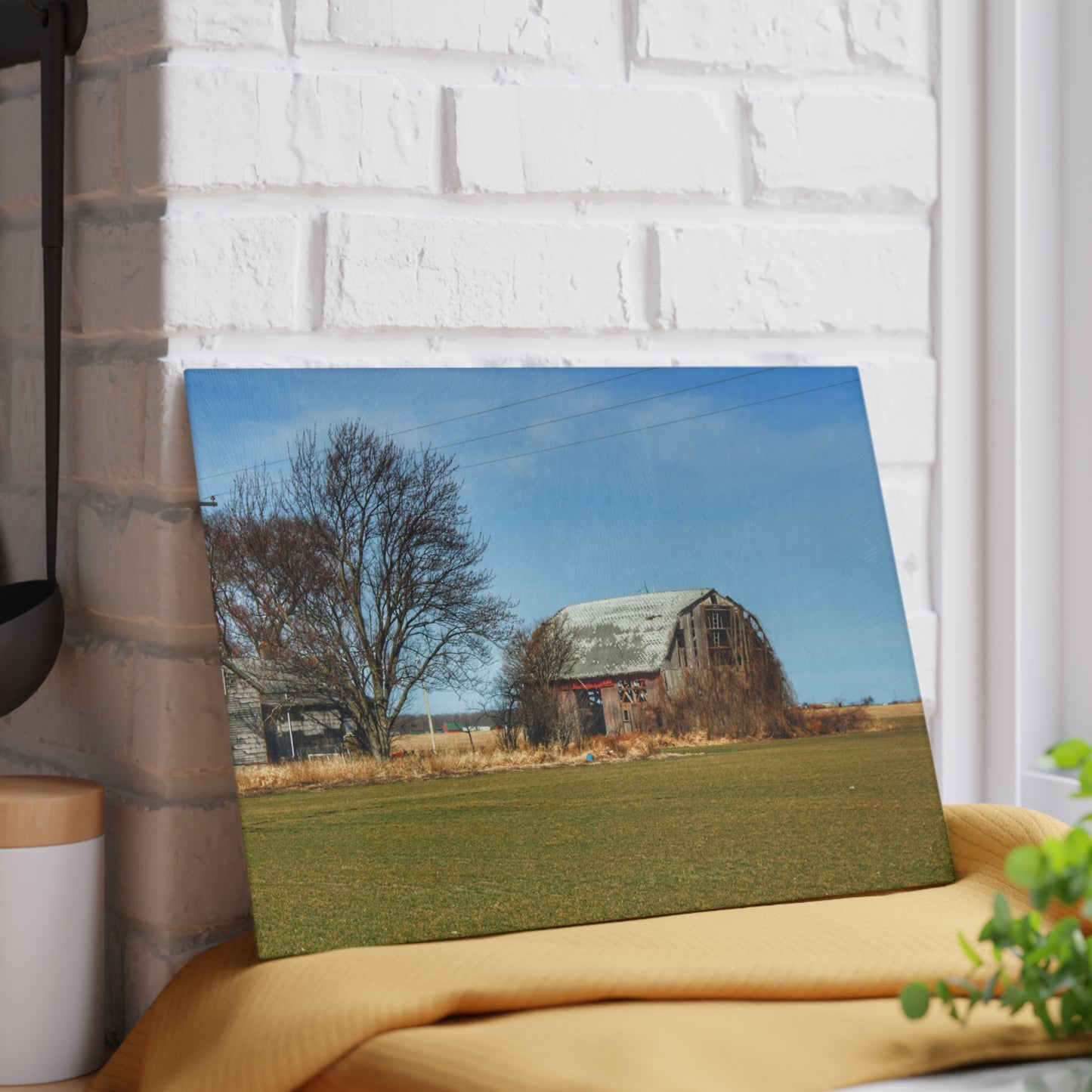 U R There Photography Bay City - Forestville Forgotten Grey Rustic Farmhouse Tempered-Glass Cutting Board