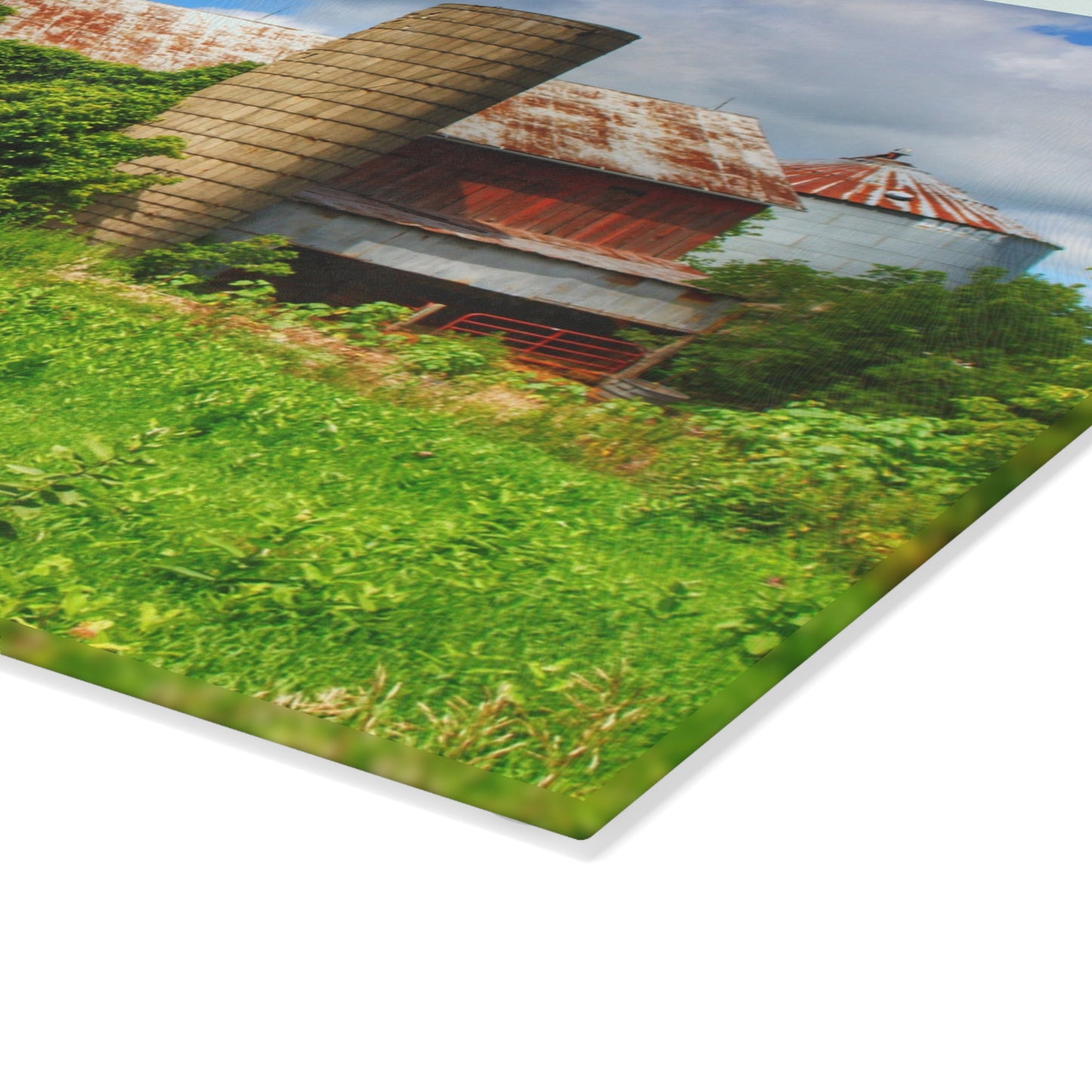 U R There Photography Slattery Rusted Red Rustic Farmhouse Tempered-Glass Cutting Board