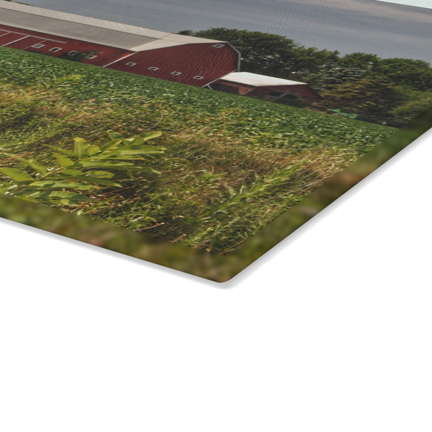 U R There Photography Townline Road Red Rustic Farmhouse Tempered-Glass Cutting Board