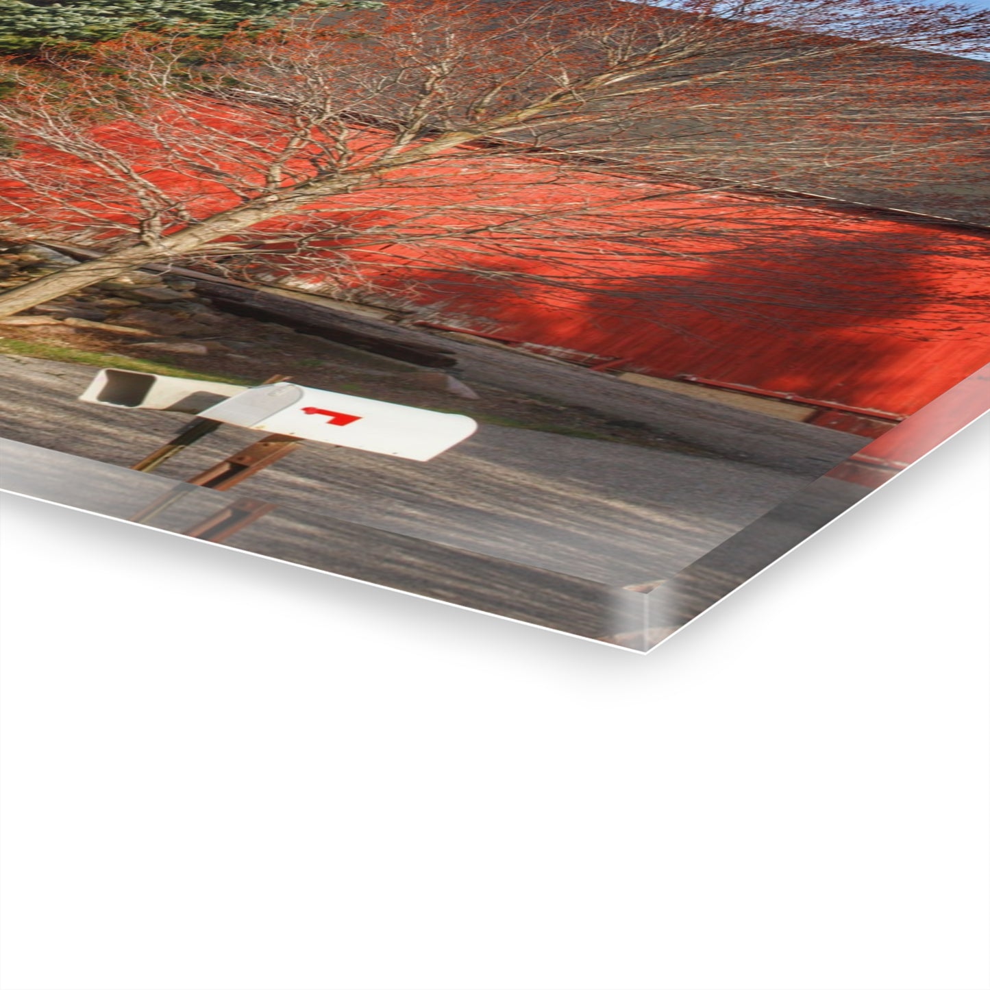 U R There Photography West Sutton Road Red Rustic Farmhouse Acrylic Wall Print