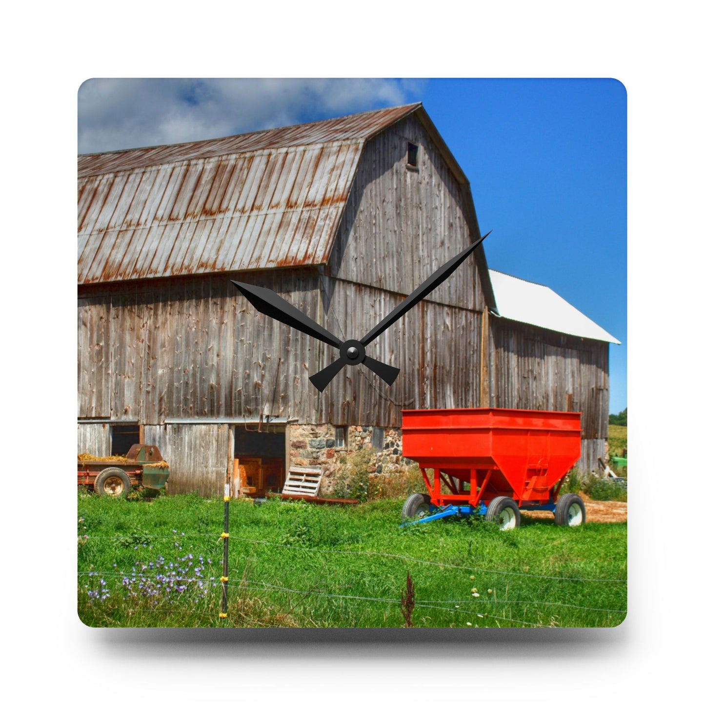 U R There Photography Kings Mill Grey Rustic Farmhouse Acrylic Analog Wall Clock