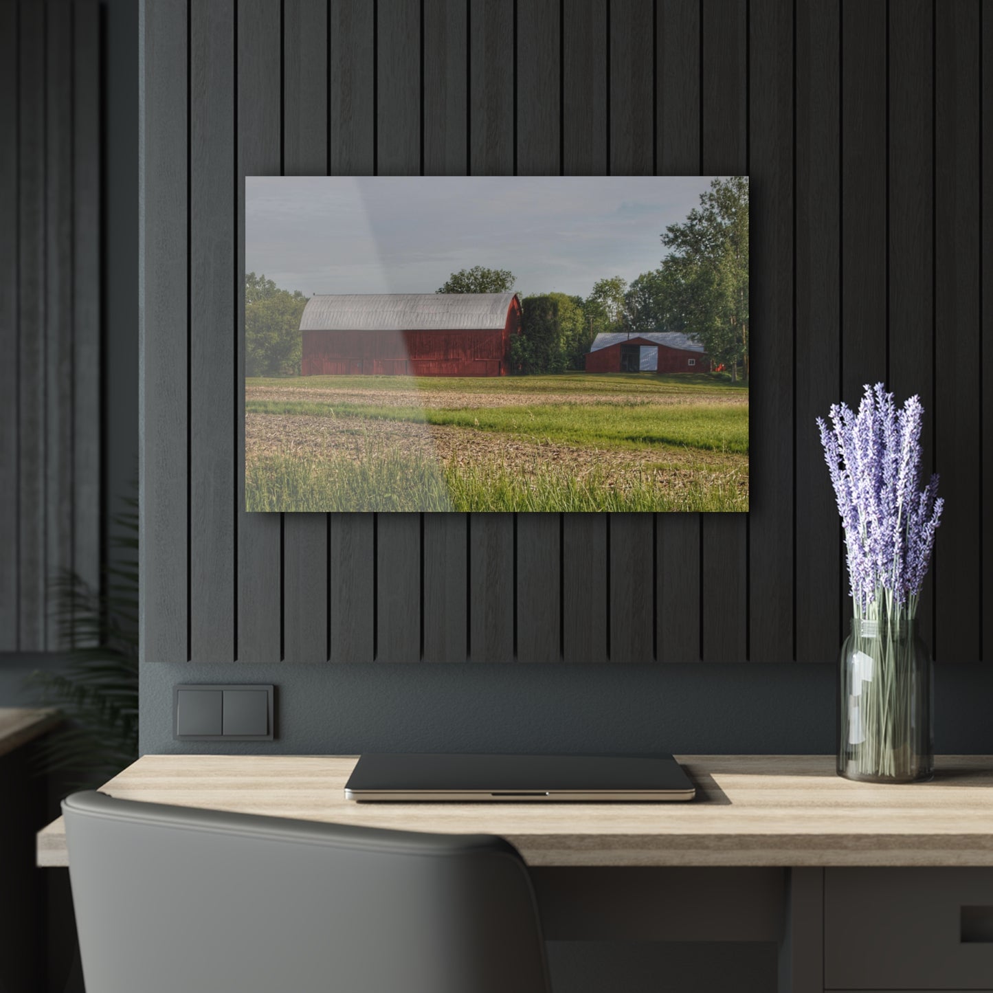 U R There Photography Catlin Road Reds Rustic Farmhouse Acrylic Wall Print