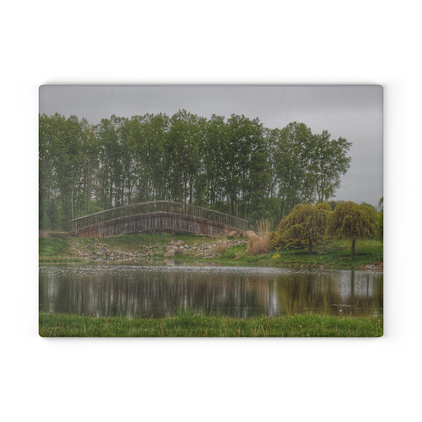 U R There Photography Bridge of Summer Road I Rustic Farmhouse Tempered-Glass Cutting Board