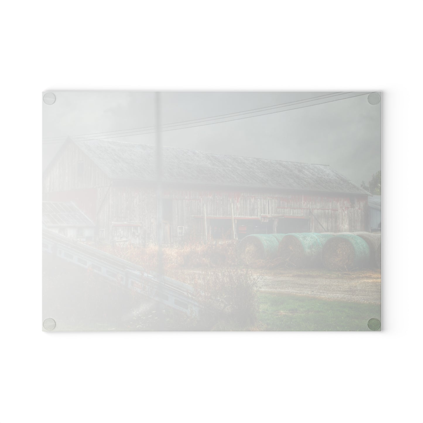 U R There Photography Richville Road Grey I Rustic Farmhouse Tempered-Glass Cutting Board