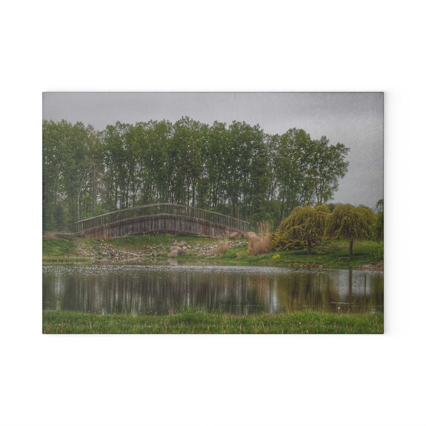 U R There Photography Bridge of Summer Road I Rustic Farmhouse Tempered-Glass Cutting Board