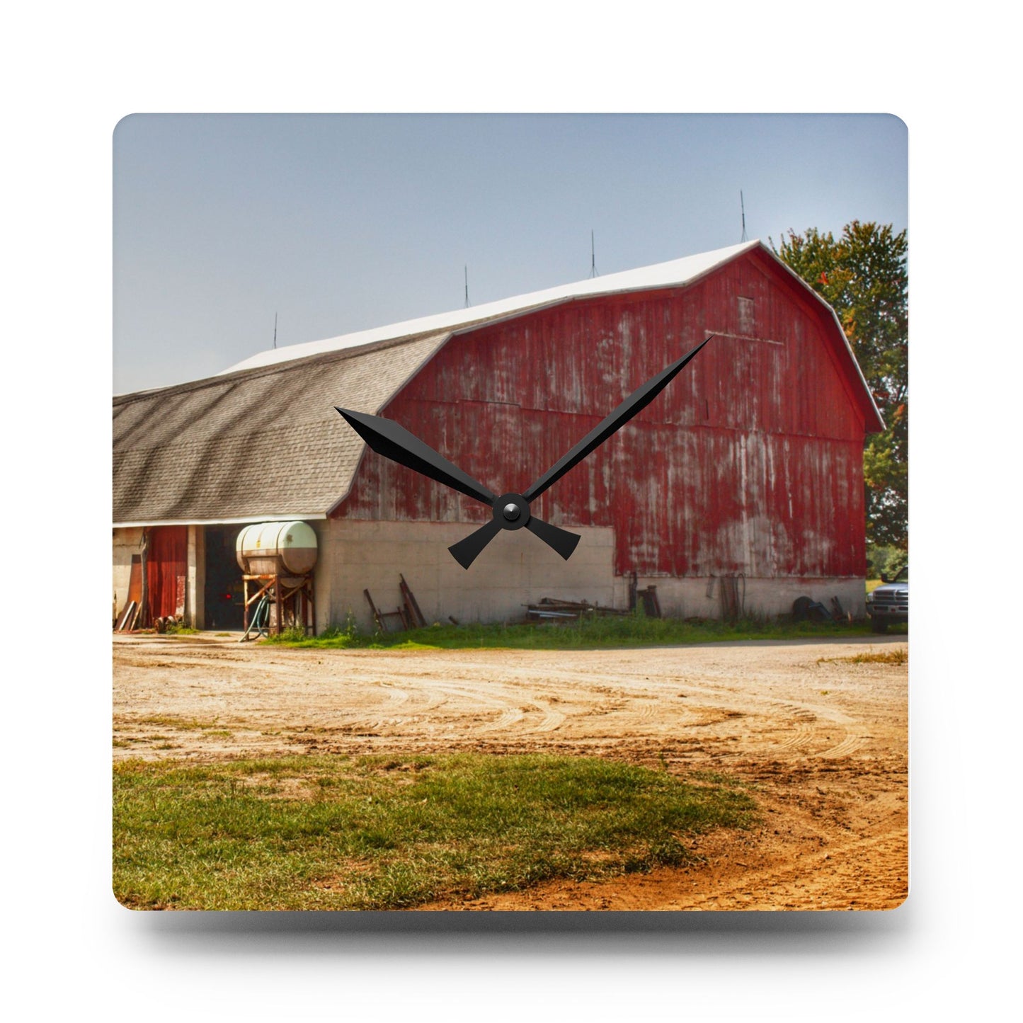 U R There Photography Quonset Barn Rustic Farmhouse Acrylic Analog Wall Clock