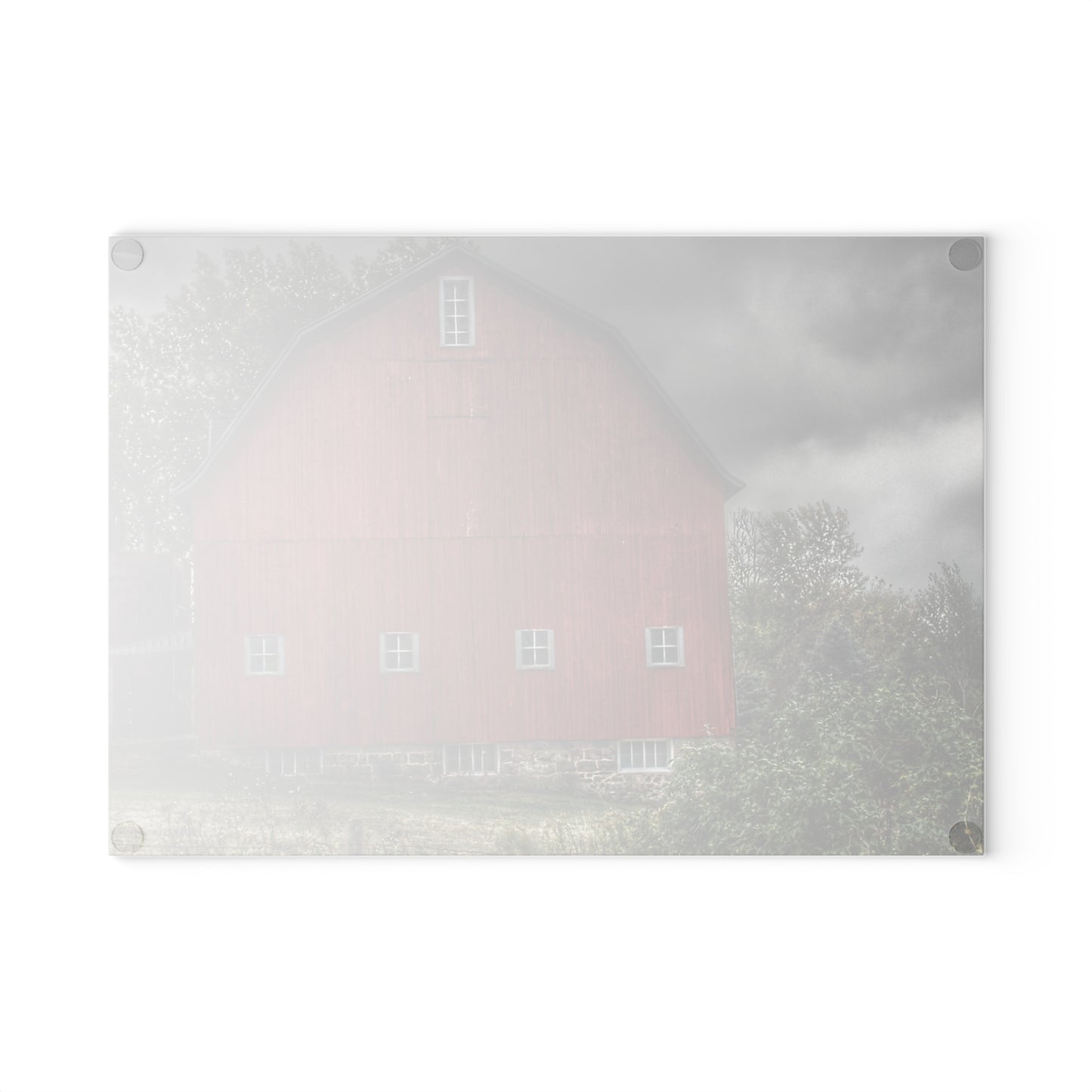 U R There Photography Vassar Road Red II Rustic Farmhouse Tempered-Glass Cutting Board