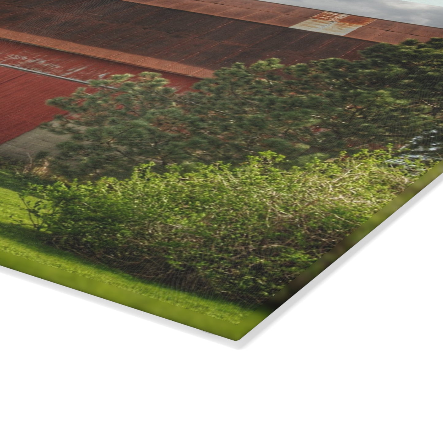 U R There Photography Big Red I Rustic Farmhouse Tempered-Glass Cutting Board