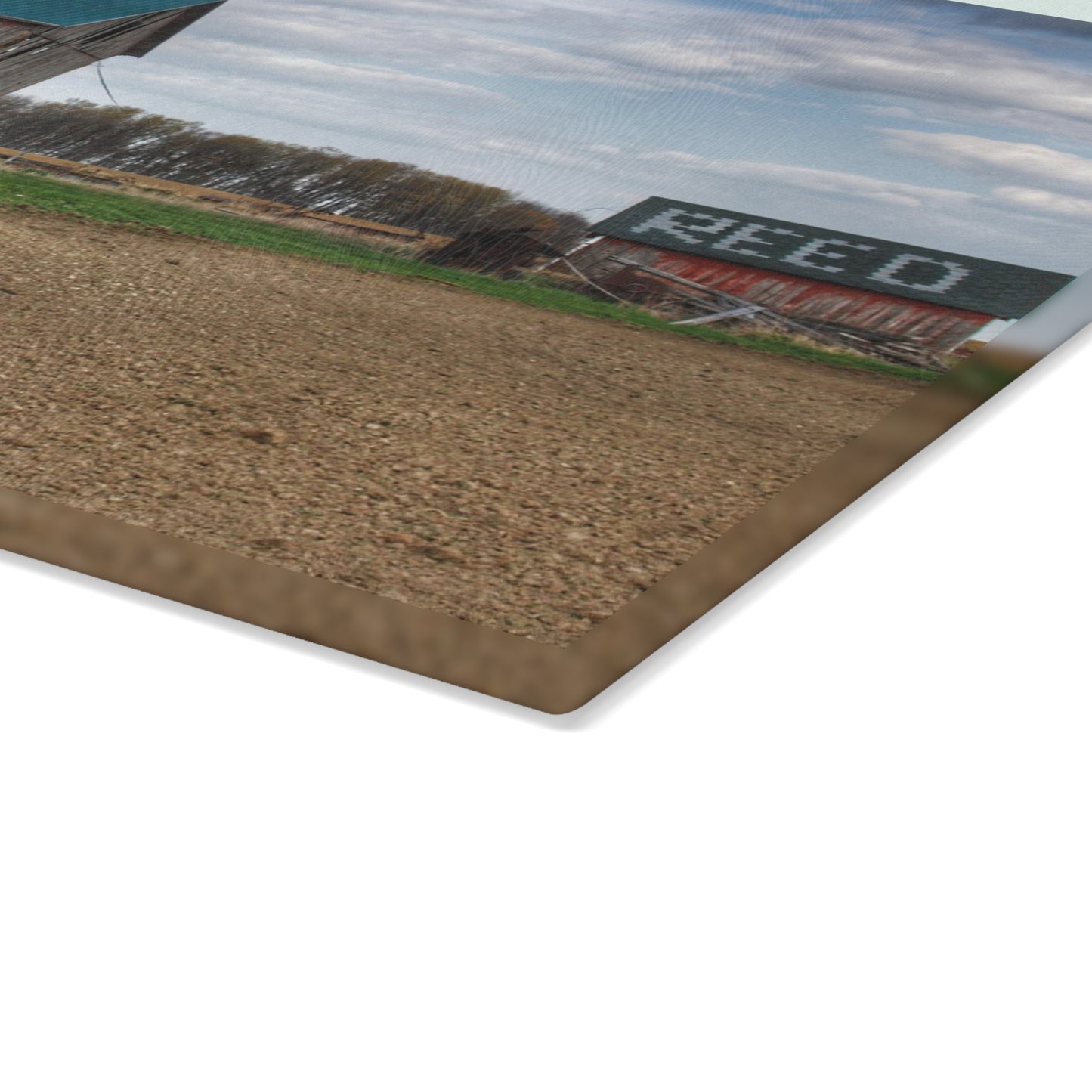 U R There Photography Cedar Creek Road Reds Rustic Farmhouse Tempered-Glass Cutting Board