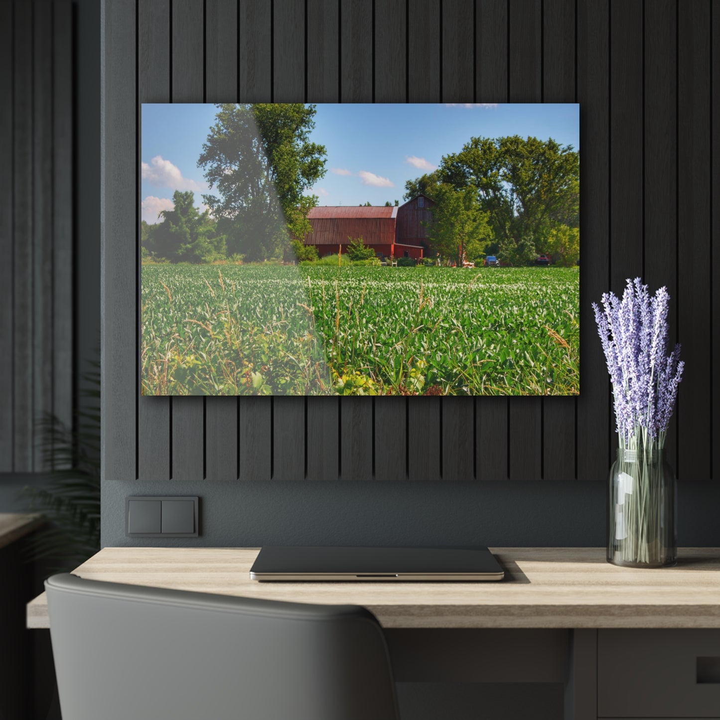 U R There Photography Canada Road Hidden Red Rustic Farmhouse Acrylic Wall Print