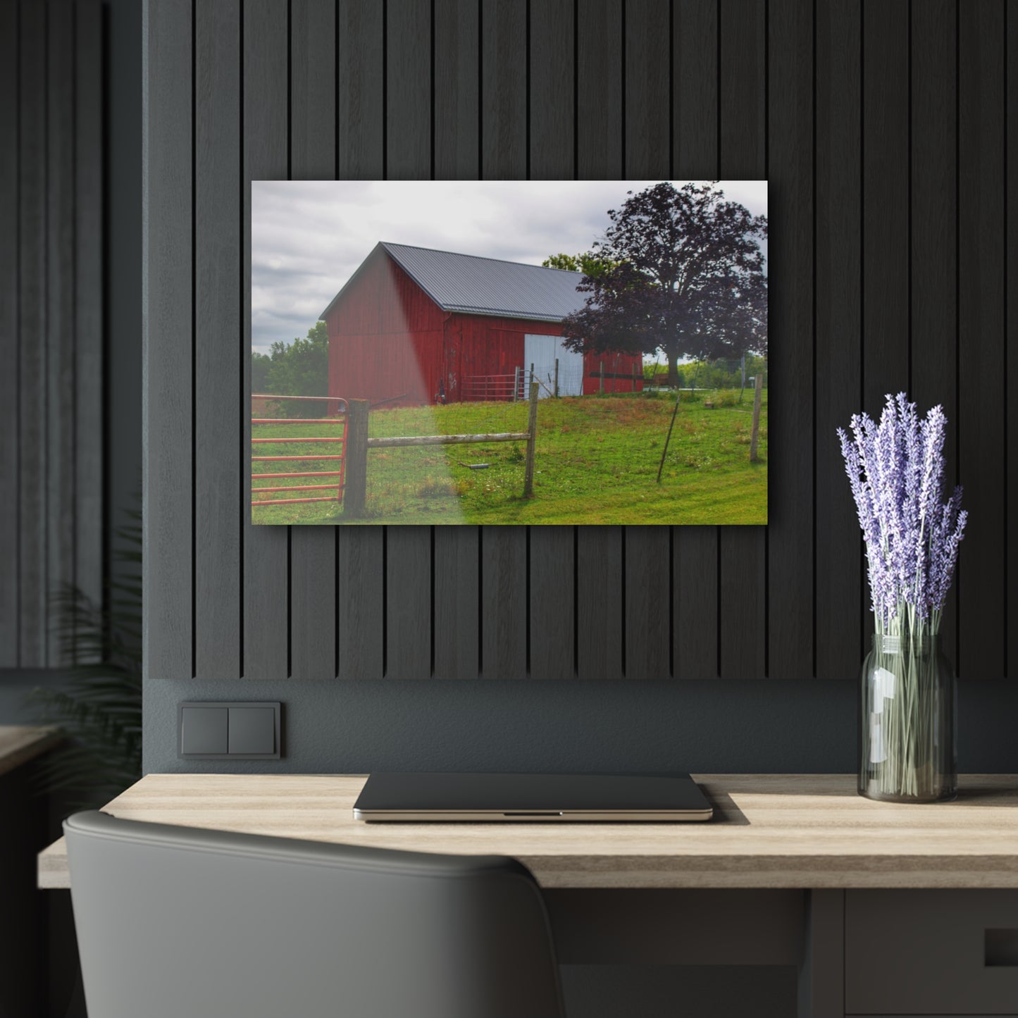 U R There Photography Slattery Red Rustic Farmhouse Acrylic Wall Print