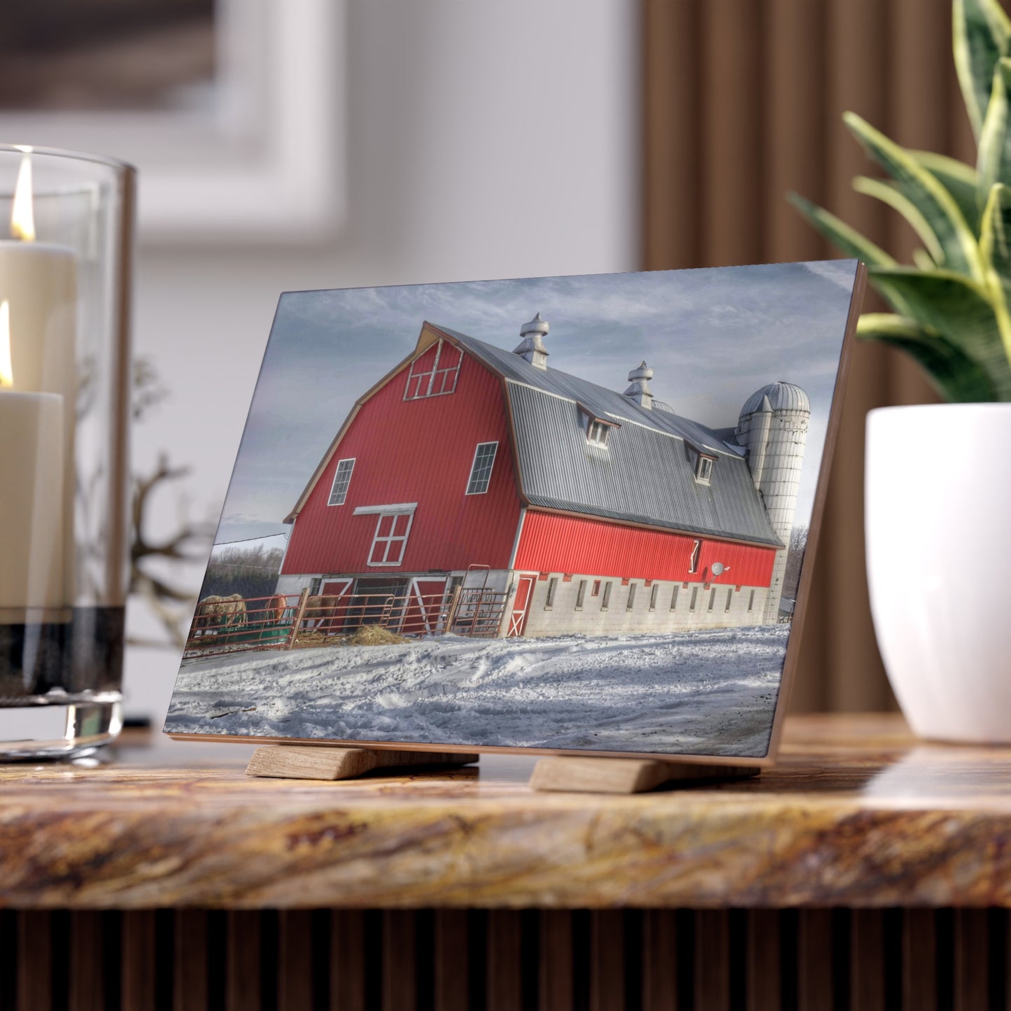 U R There Photography Casey Road Red Rustic Farmhouse Decorative Ceramic Tile