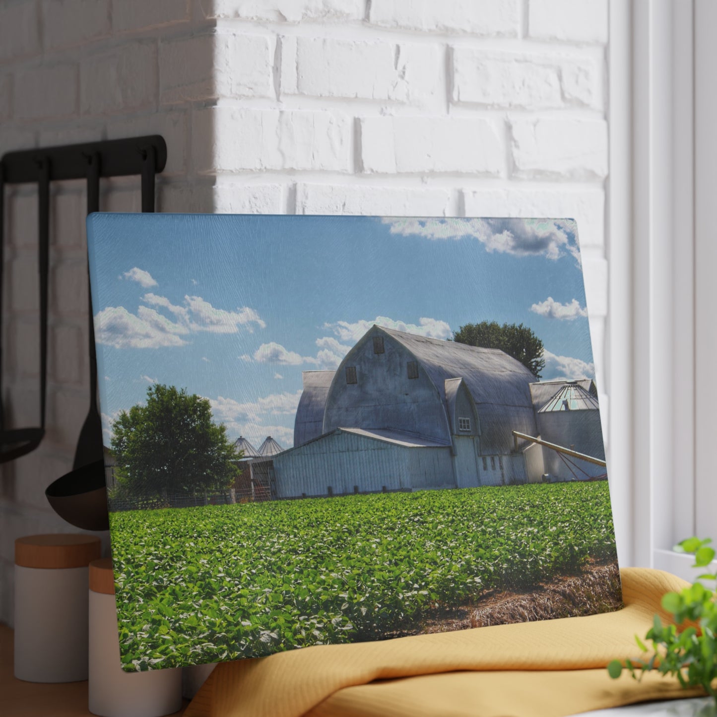 U R There Photography Canada Road White Rustic Farmhouse Tempered-Glass Cutting Board