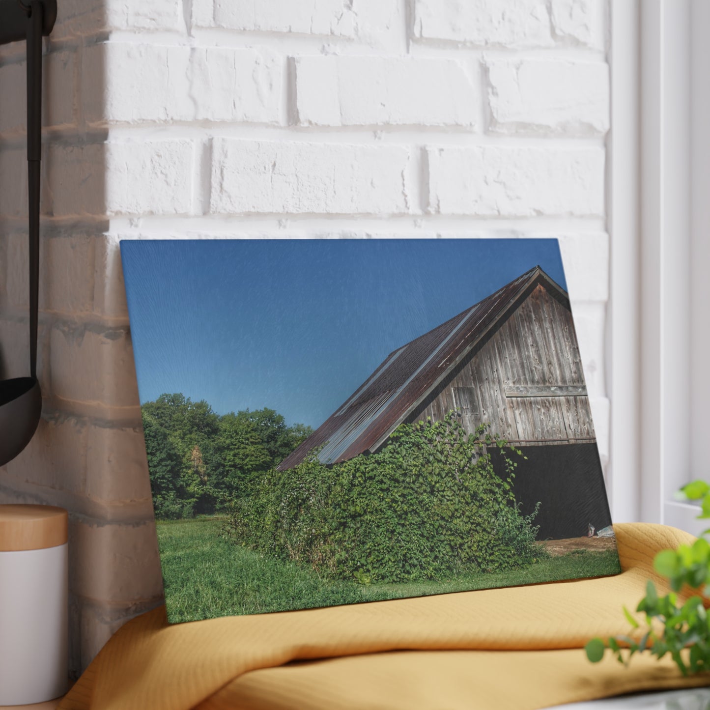 U R There Photography Grey Shack of Millington Rustic Farmhouse Tempered-Glass Cutting Board