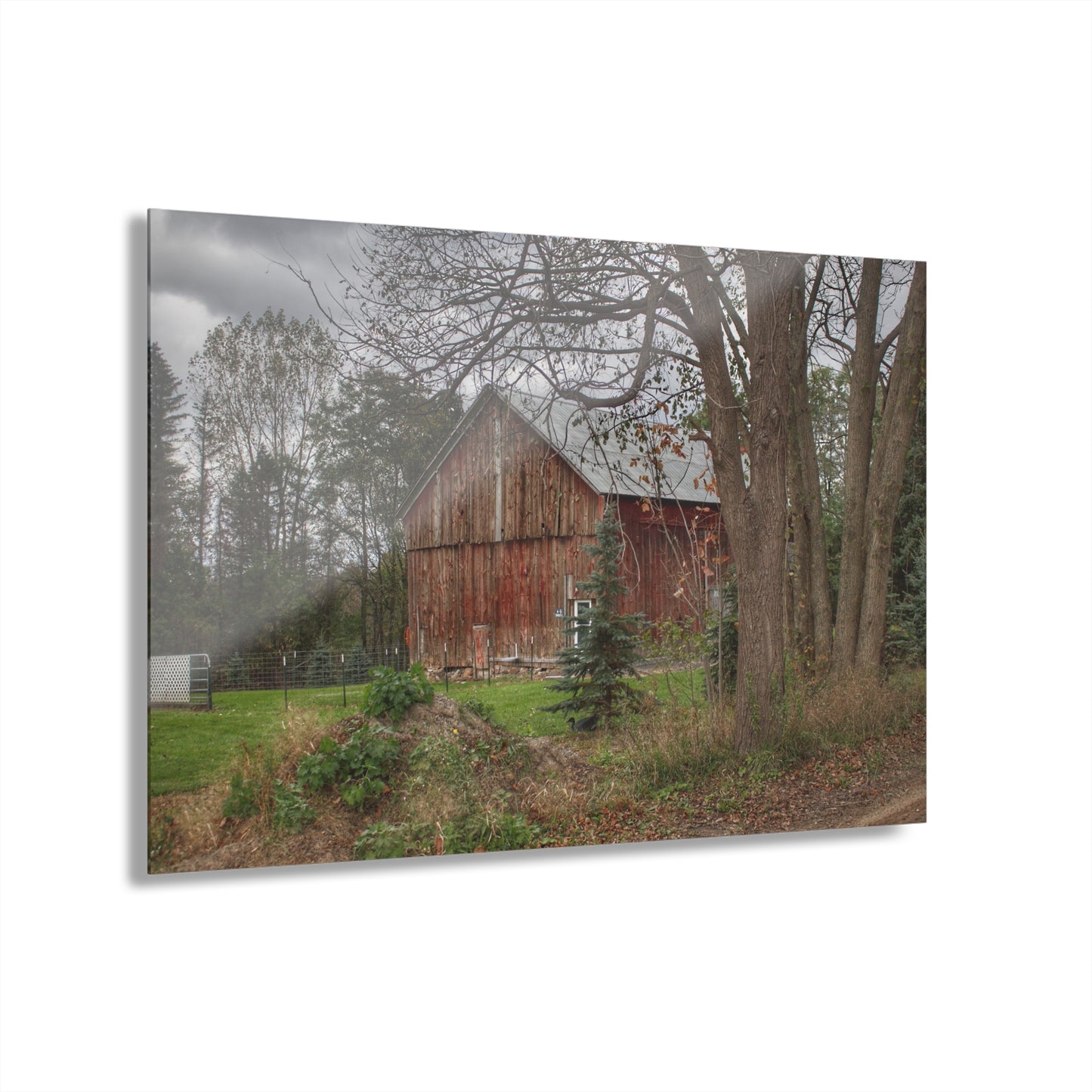 U R There Photography Big Fish Lake Road Red Rustic Farmhouse Acrylic Wall Print