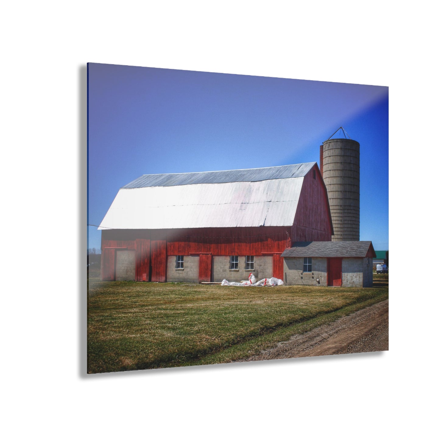 U R There Photography Burt Road Red and Silo Rustic Farmhouse Acrylic Wall Print