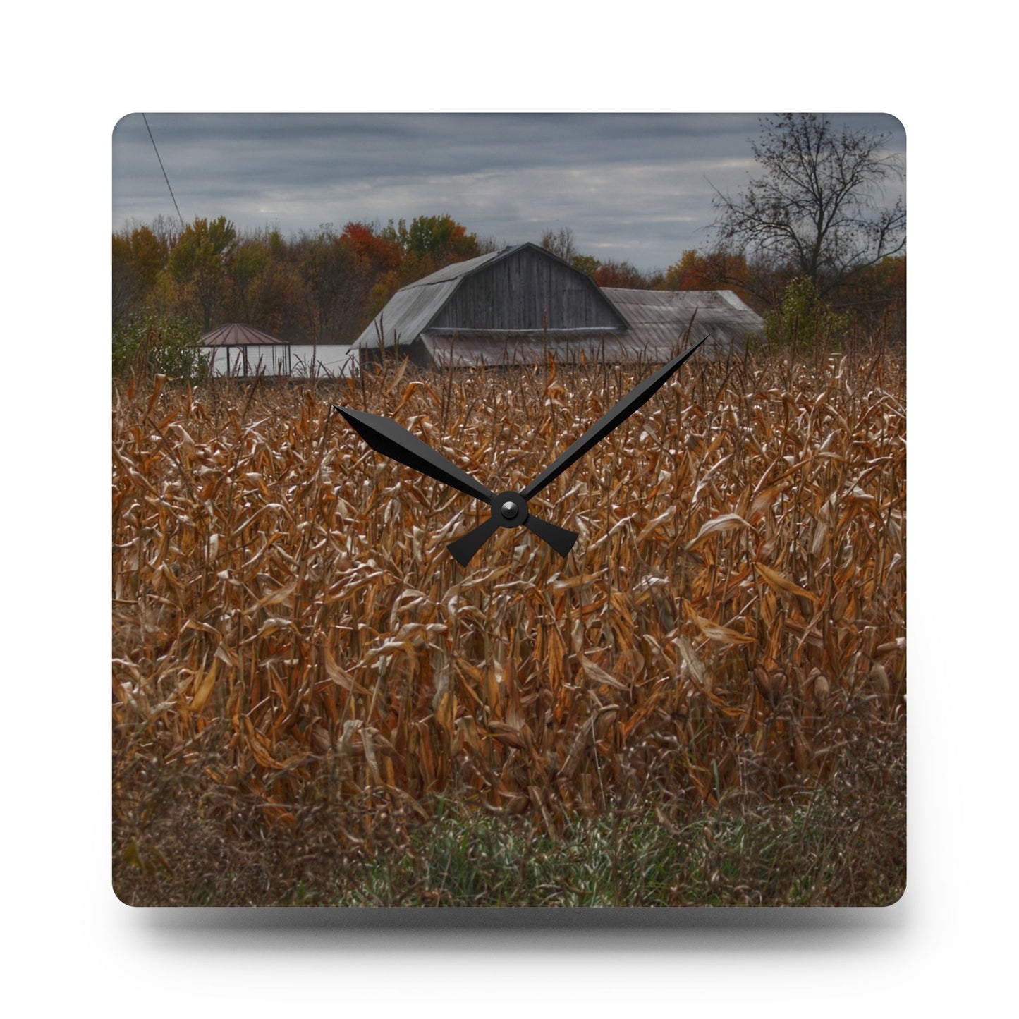U R There Photography North State Road Grey Rustic Farmhouse Acrylic Analog Wall Clock