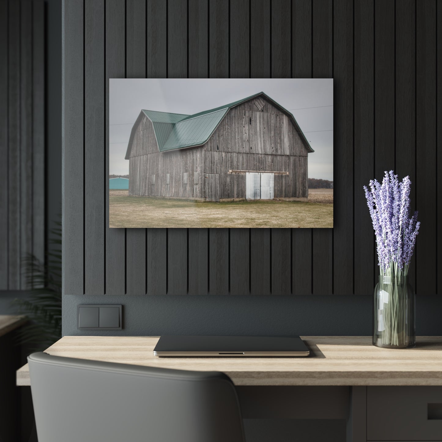 U R There Photography Loomis Road Grey Rustic Farmhouse Acrylic Wall Print
