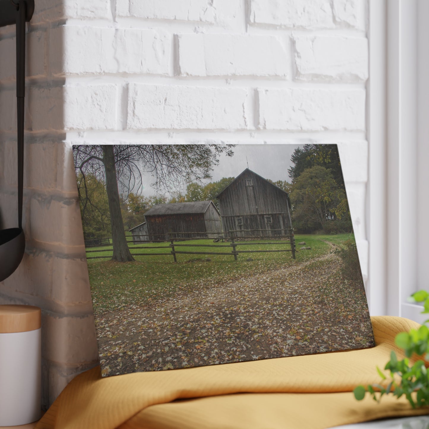 U R There Photography Wilder Road Greys II Rustic Farmhouse Tempered-Glass Cutting Board