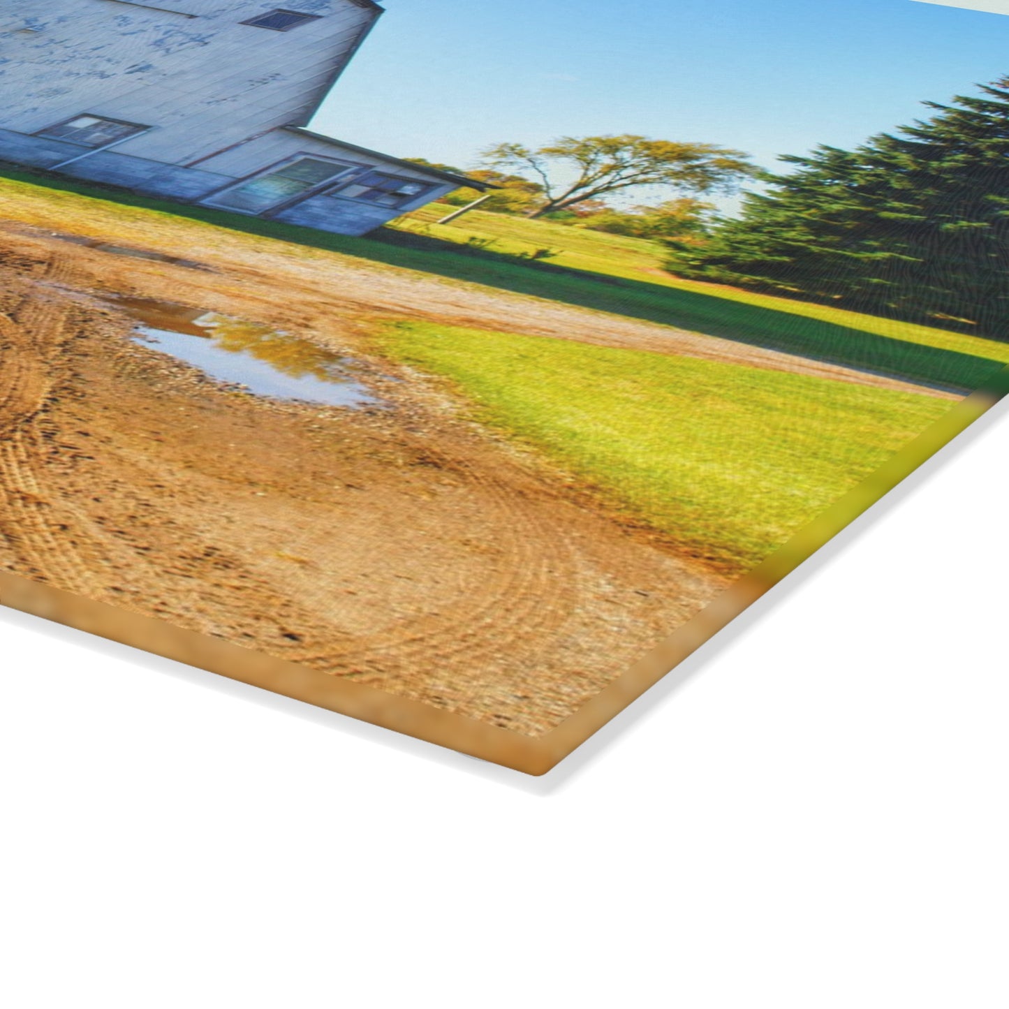 U R There Photography Yale Fremont Road Grey Rustic Farmhouse Tempered-Glass Cutting Board