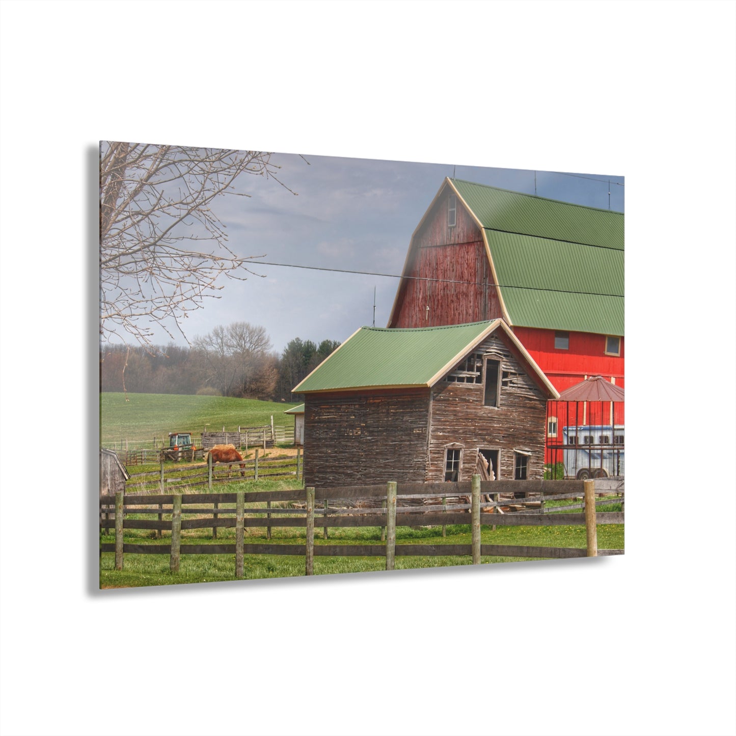 U R There Photography Oregon Road Tilted Little Grey Rustic Farmhouse Acrylic Wall Print