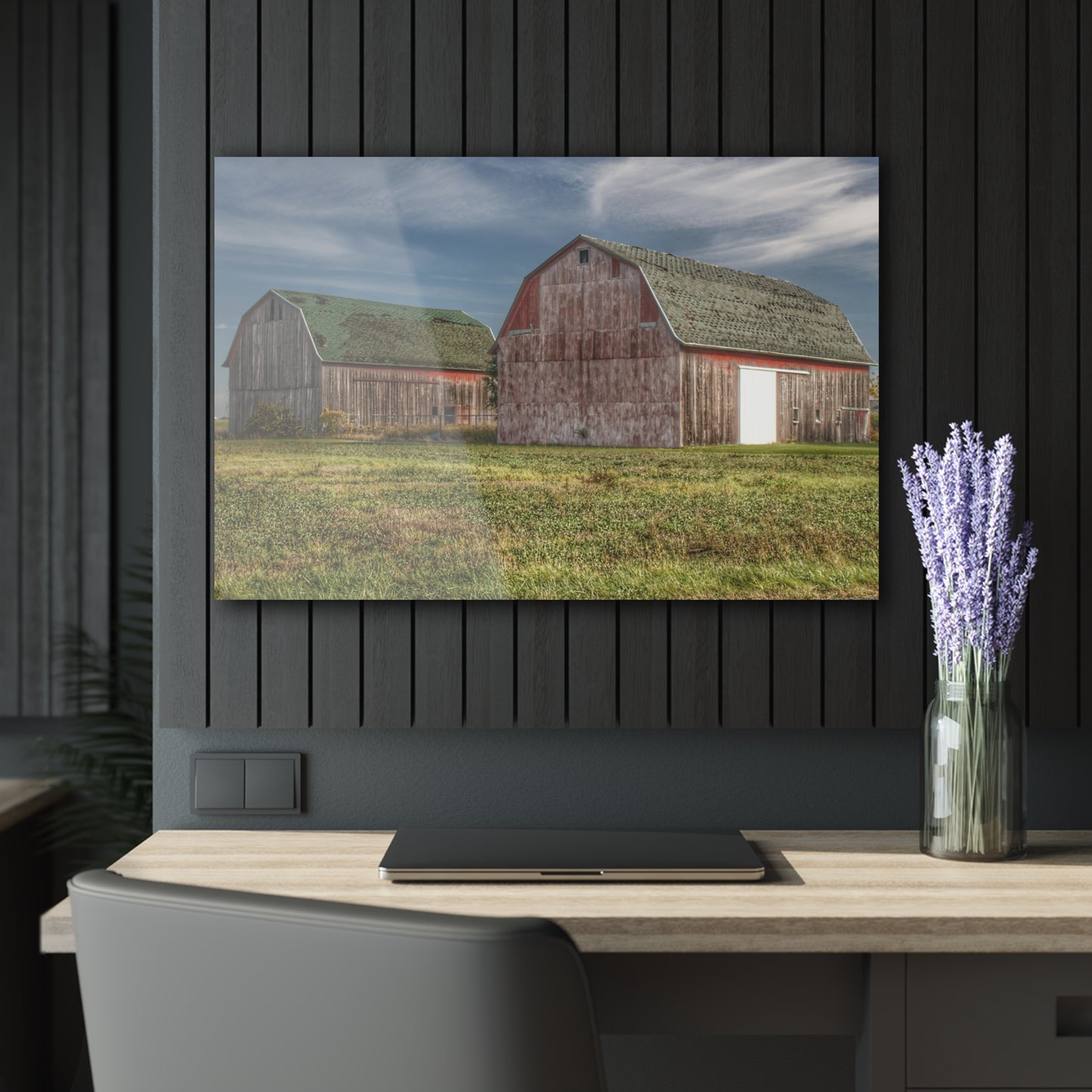 U R There Photography Vassar Twin Reds Rustic Farmhouse Acrylic Wall Print