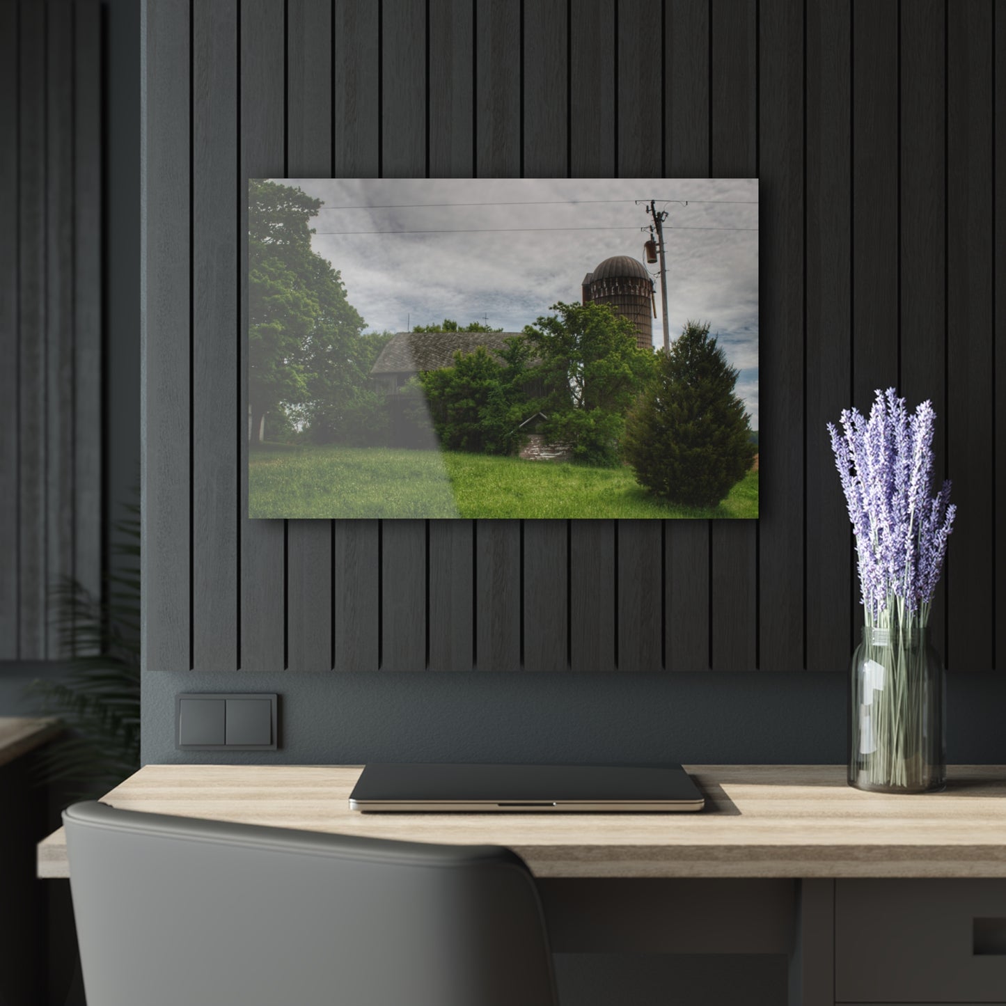 U R There Photography Higgins Road Greys Beyond the Greens Rustic Farmhouse Acrylic Wall Print