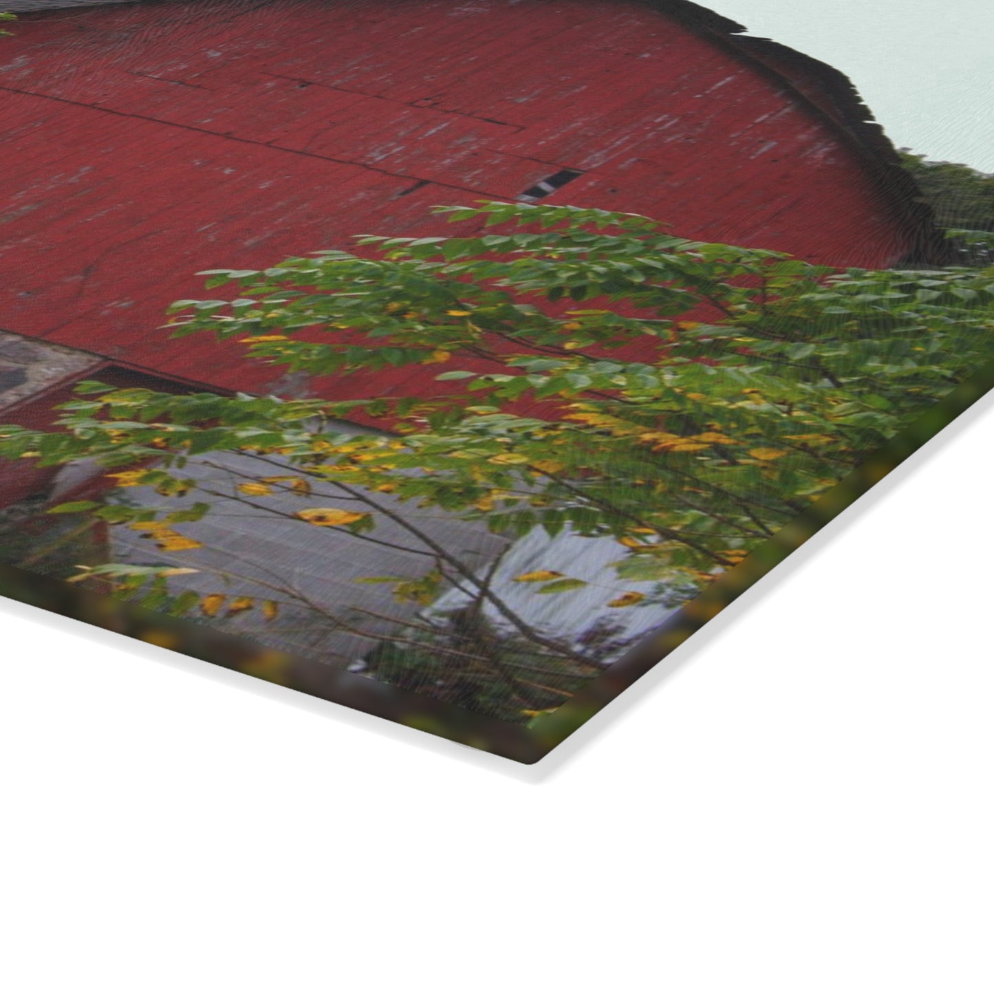 U R There Photography Brown Road Hidden Red II Rustic Farmhouse Tempered-Glass Cutting Board