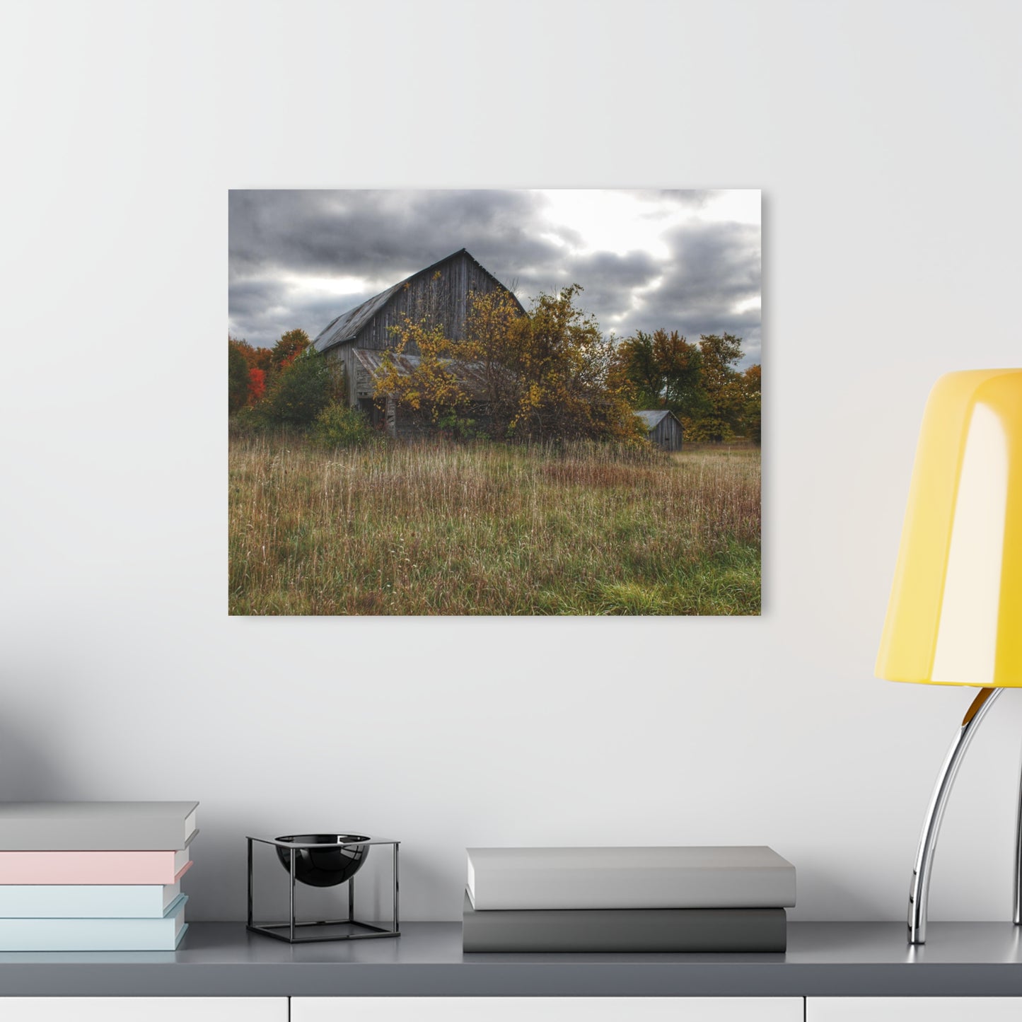 U R There Photography Church Road Grey V Rustic Farmhouse Acrylic Wall Print