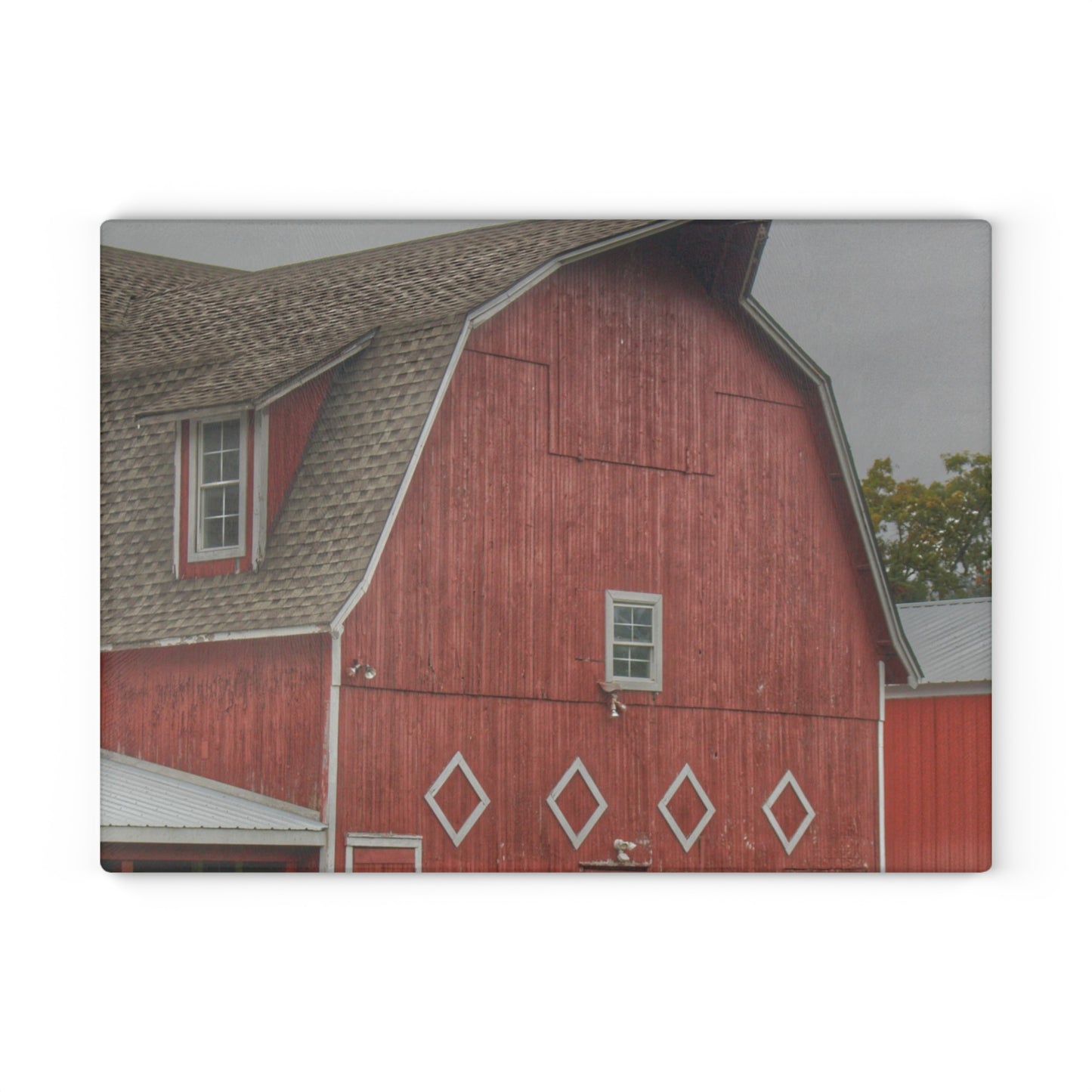 U R There Photography Brauer Road Red Rustic Farmhouse Tempered-Glass Cutting Board