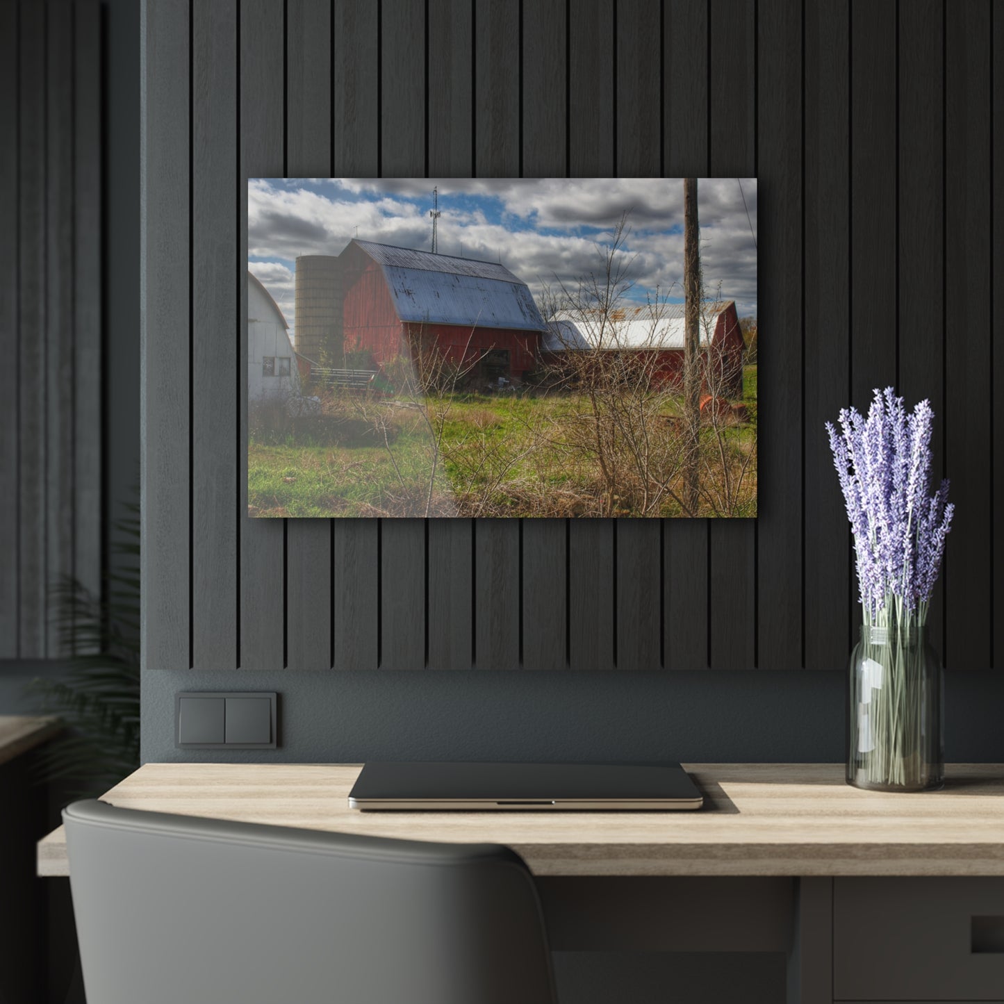 U R There Photography McDowell Road Reds III Rustic Farmhouse Acrylic Wall Print