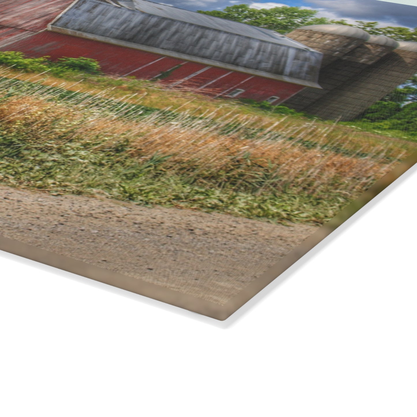 U R There Photography Shelby Red III Rustic Farmhouse Tempered-Glass Cutting Board