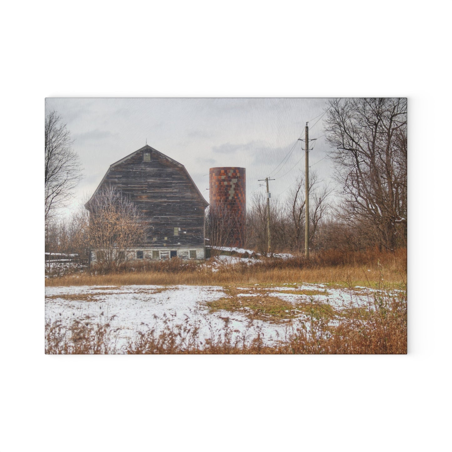 U R There Photography Secord Lake Road Grey Rustic Farmhouse Tempered-Glass Cutting Board