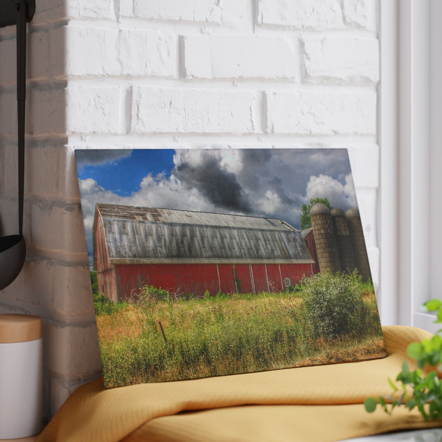 U R There Photography Shelby Red I Rustic Farmhouse Tempered-Glass Cutting Board