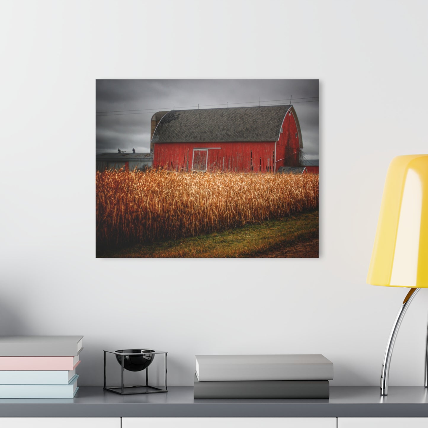 U R There Photography Slattery Road Cornfield Red Rustic Farmhouse Acrylic Wall Print