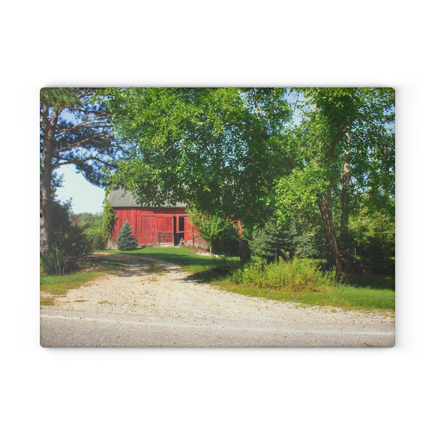 U R There Photography Caro Hidden Red Rustic Farmhouse Tempered-Glass Cutting Board
