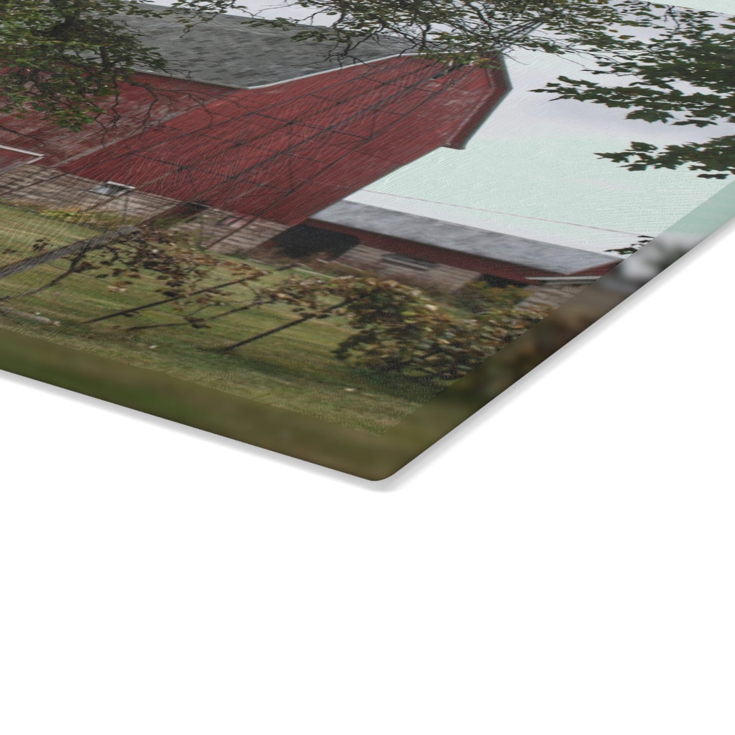 U R There Photography Weaver Road Red I Rustic Farmhouse Tempered-Glass Cutting Board