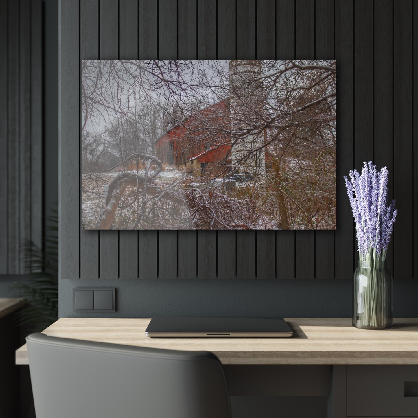U R There Photography Sandhill Road Hidden Red I Rustic Farmhouse Acrylic Wall Print