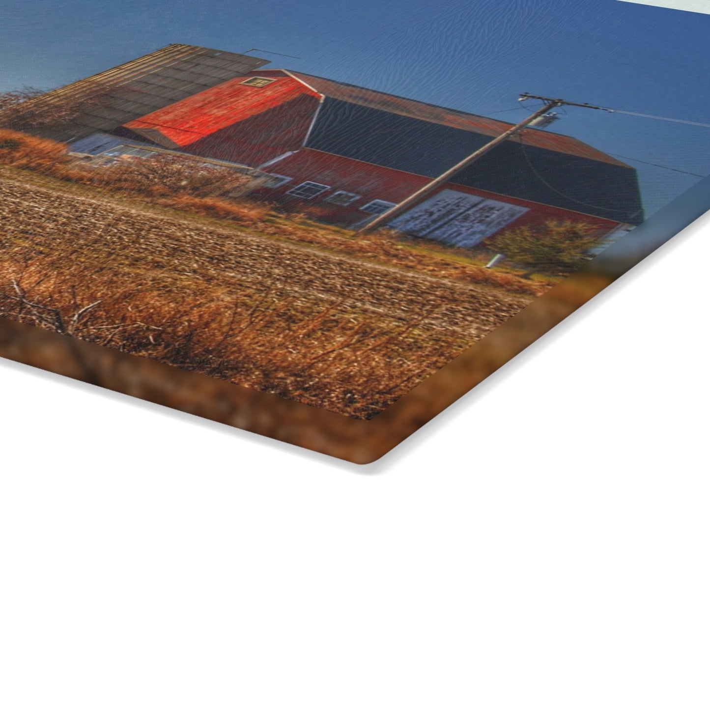 U R There Photography Applegate Road Red Rustic Farmhouse Tempered-Glass Cutting Board