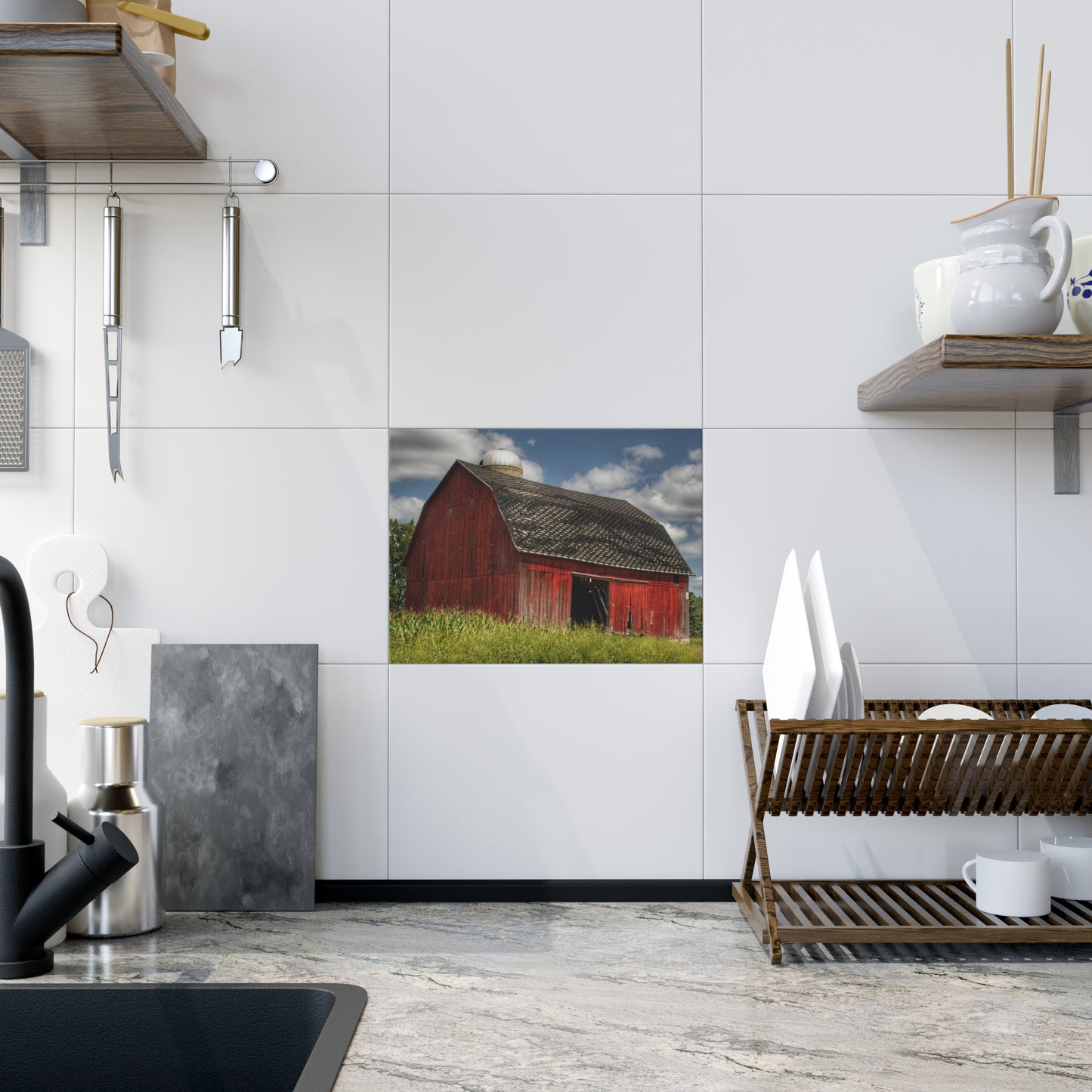 Rustic Farmhouse Wall Tile featuring Hollenbeck Road Red I