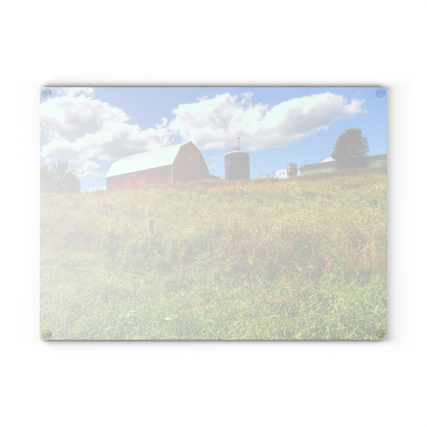 U R There Photography South Henderson Road Hilltop Red II Rustic Farmhouse Tempered-Glass Cutting Board