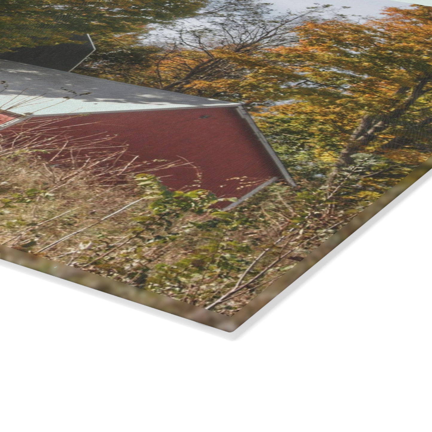 U R There Photography Bowers Road Red I Rustic Farmhouse Tempered-Glass Cutting Board